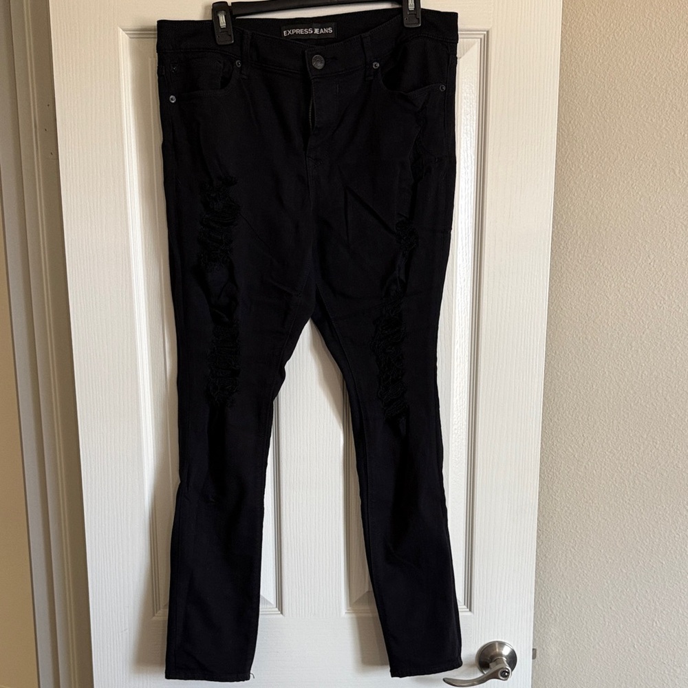 Express Black Ripped Skinny Jeans
